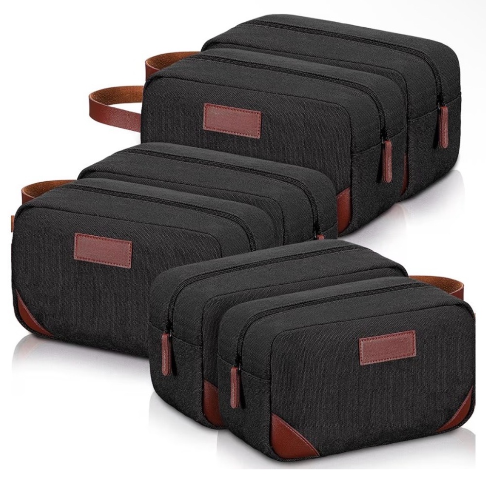 Eccliy 6 Set Groomsmen Gifts Men Toiletry Bags Men's (Black)